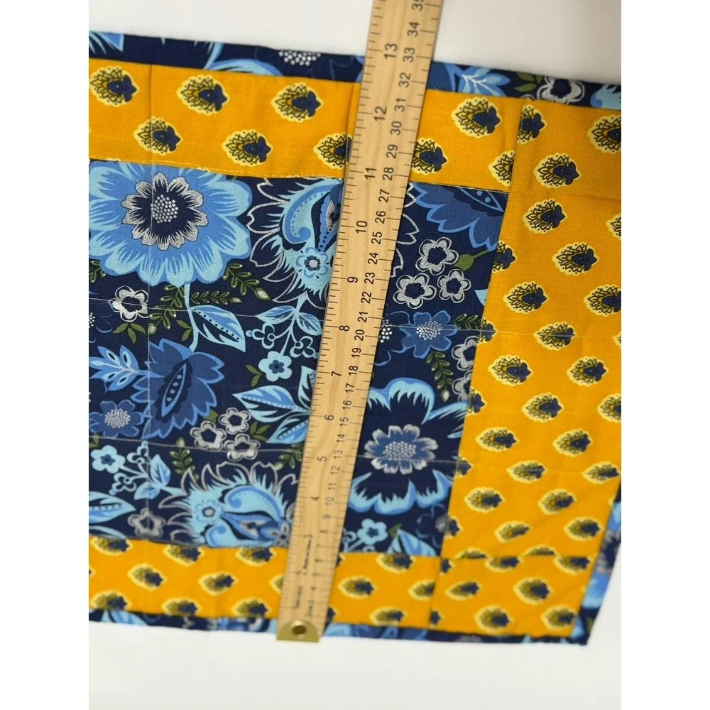 4 Placemats Reversible Country French/ Farmhouse Cotton  Gold/Blue‎ 17 x13